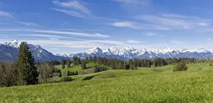 Mountain landscape, spring meadow near Fuessen