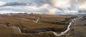 Mountain landscape at sunset, Tian Shan