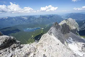 Mountain landscape, view from the summit of the Zugspitze
