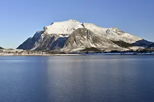 Mountain massif on cold coast, near Ornes