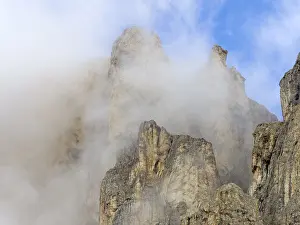 Mountain massif with fog, Catinaccio