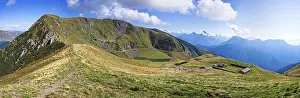 Mountain panorama with blue sky and clouds