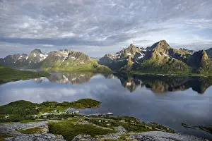 Mountain panorama, Fjord Raftsund and mountains