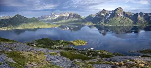 Mountain panorama, Fjord Raftsund and mountains