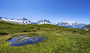 Mountain panorama with glaciated mountain peaks