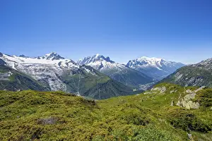 Mountain panorama with glaciated mountain peaks