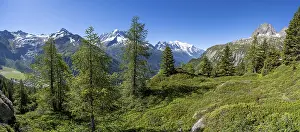 Mountain panorama with glaciated mountain peaks
