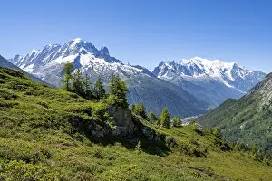 Mountain panorama with glaciated mountain peaks