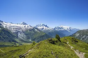 Mountain panorama with glaciated mountain peaks
