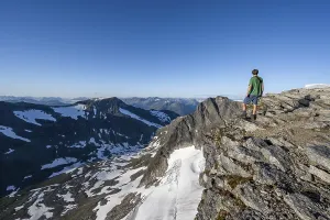 Mountain panorama, glacier remains of Skalabreen