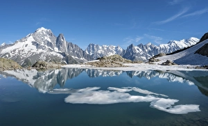 Mountain panorama, ice floe on Lac Blanc