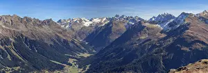 Framed Print : Mountain panorama to Monbiel and on to Silvretta with Piz Buin in autumn Framed Print : Mountain panorama to Monbiel and on to Silvretta with Piz Buin in autumn