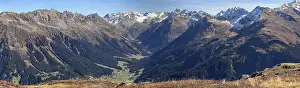 Framed Print : Mountain panorama to Monbiel and on to Silvretta with Piz Buin in autumn
