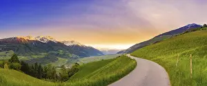 Mountain panorama of a small road in the South Tyrolean Alps