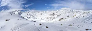 Mountain panorama, snow-covered mountain landscape
