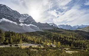 Mountain panorama with steep rocky peaks