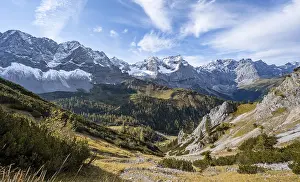 Mountain panorama with steep rocky peaks