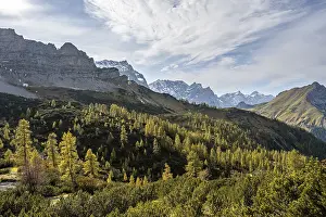 Mountain panorama with steep rocky peaks