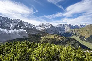 Mountain panorama with steep rocky peaks