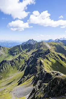 Mountain panorama at the summit of the Hochspitz or Monte Vacomun
