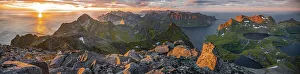 Mountain panorama, sunset with dramatic clouds