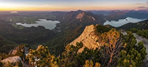 Mountain panorama, view from Herzogstand to Lake Kochel