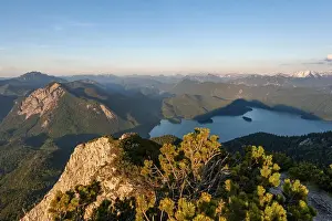 Mountain panorama, view from Herzogstand to Lake Walchen