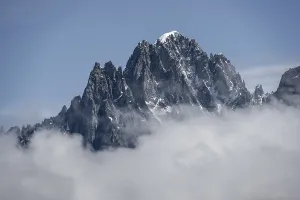 Mountain peak in clouds, Aiguille Verte