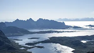 Mountain peak and fjord Austensfjorden
