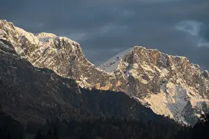 Mountain peak of the Untersberg at sunrise