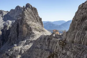 Mountain peaks in the Dolomites Alps