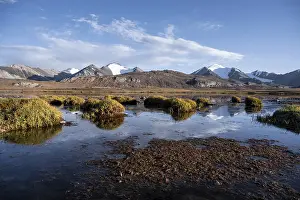 Mountain peaks reflected in a mountain lake
