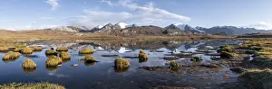 Mountain peaks reflected in a mountain lake