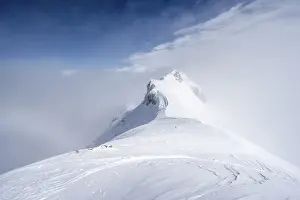 Mountain ridge, snow-covered mountain landscape