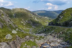 Mountain scenery above Lystrefjord, Norway, Europe
