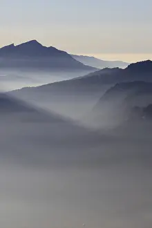 Mountain silhouettes... Alpine peaks and mountain ranges in the Bavarian Alps
