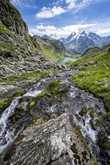 Mountain stream in picturesque mountain landscape
