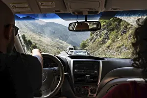 Framed Print : Mountain view from the car in war road, Georgia