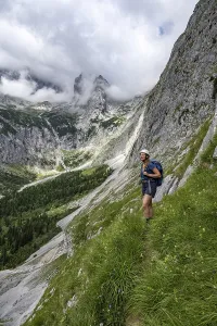 Mountaineer climbing the Waxenstein