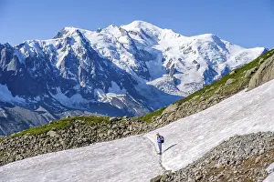 Mountaineer crossing a snowfield