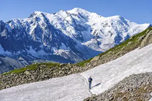 Mountaineer crossing a snowfield