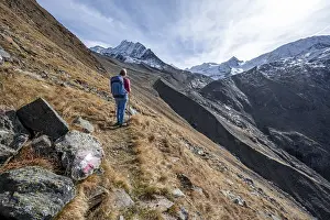 Mountaineer on a hiking trail in Niedertal