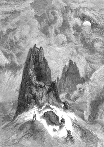 Mountaineer on Mont Blanc just in front of the summit