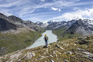 Mountaineer on the summit of Mont de la Blana
