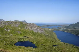 Mountains and lakes, fjord landscape