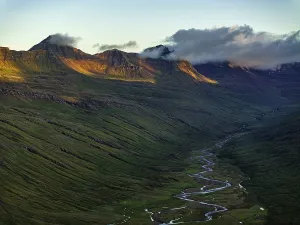 Mountains, morning light, valley