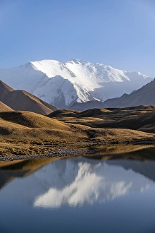 Mountains reflected in a small mountain lake