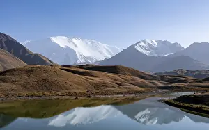 Mountains reflected in a small mountain lake