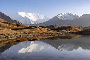 Mountains reflected in a small mountain lake
