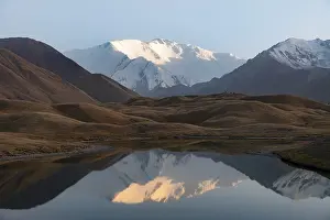 Mountains reflected in a small mountain lake